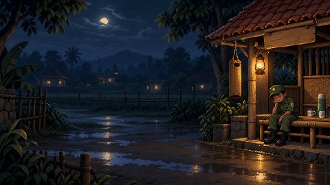 Layar judul HANSIP: pos ronda di malam hujan